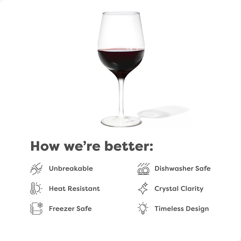 TOSSWARE Reserve 16oz Wine Set of 4, Premium Quality, Tritan Dishwasher Safe & Heat Resistant Unbreakable Plastic Cocktail Glasses, 4 Count (Pack of 1), Stemmed - Image 2